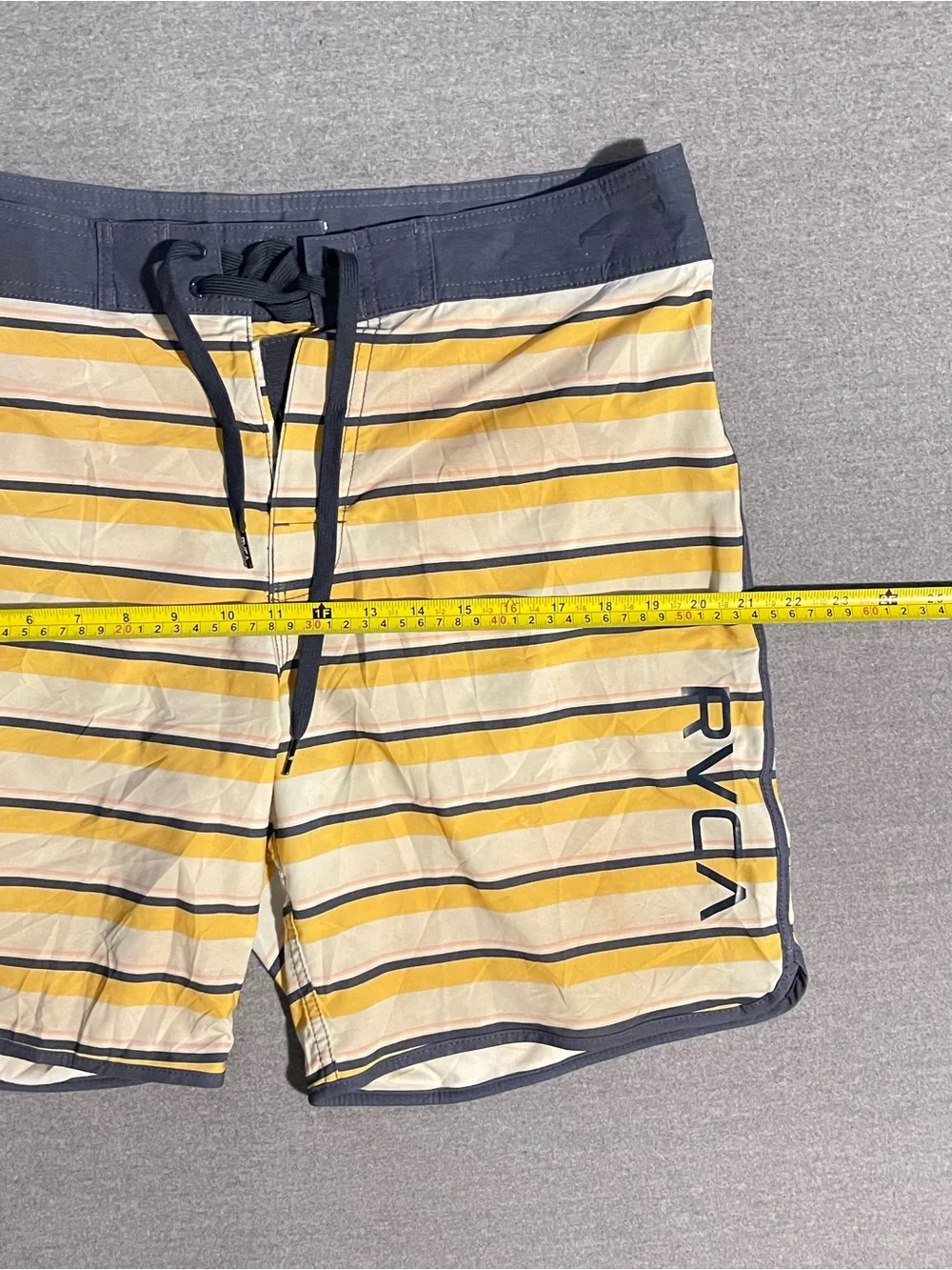 RVCA Men’s‎ Yellow and Gray Striped Boardshorts